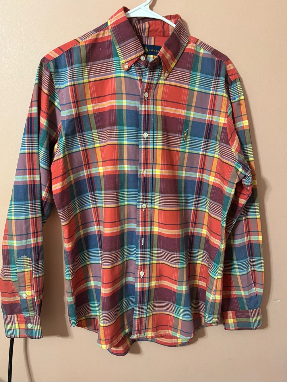 Ralph Lauren Multicolor Plaid Button-Down Shirt (Red, Blue, Green, Yellow)